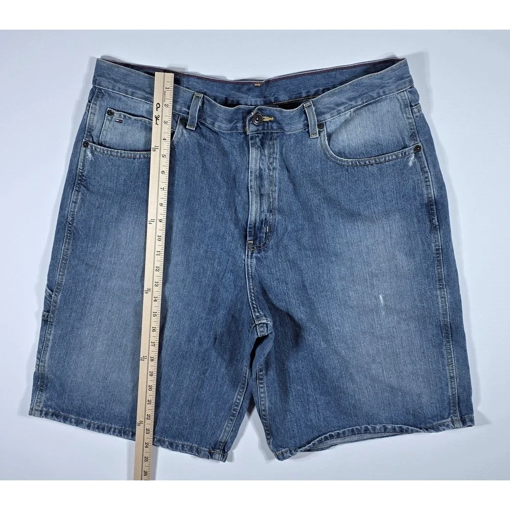 Tommy Hilfiger Mens Blue Denim Carpenter Shorts Medium Wash Size 38 Hammer Loop